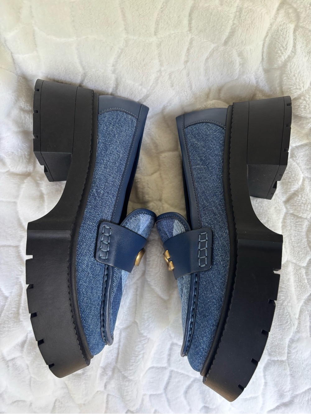 Coach Denim Leah Platform Loafer With Quilting - Picture 7 of 15